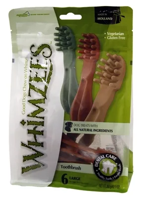 Produktbild von WHIMZEES Zahnbürste L, 6 Stück, Kaustangen für große Hunde, getreidefrei