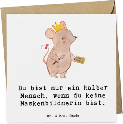 Produktbild von Mr. & Mrs. Panda Klappkarte Maskenbildnerin Herz - Weiß - Geschenk, Beauty Salon, anlasskarte, faltkarte, Kosmetikerin, Ausbildung, Glückwunschkarte, Grußkarte
