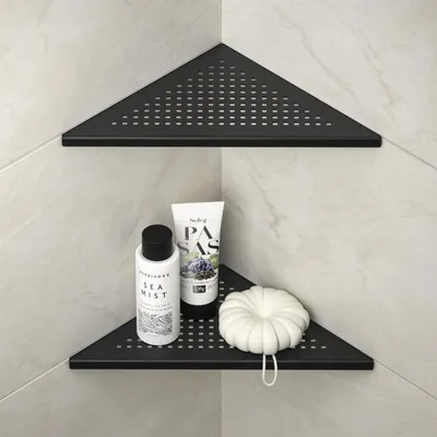 Image de Étagère de douche Eck, lot de 2, en acier inoxydable 304, noire, de 254 mm, pour murs carrelés