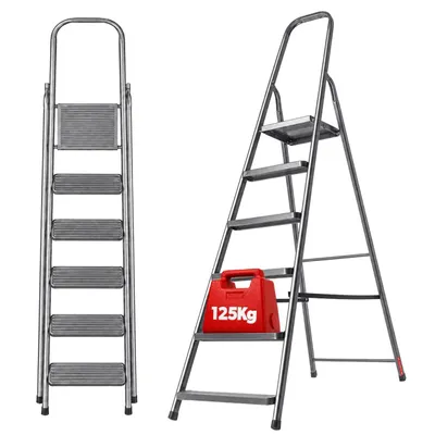 Produktbild von KADAX Stahlleiter mit Plattform, 6 Stufen, 125 kg