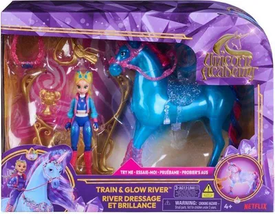Obrázek produktu pro Interaktivní hračka Unicorn Academy, pohyblivá panenka River & Isabel, svítící jednorožec, 4 doplňky, od 4 let