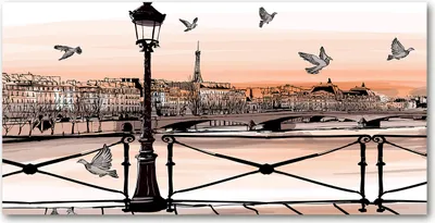 Produktbild von Tulup Glas-Bild -140x70- Wandkunst Dekorative Wand für Küche & Wohnzimmer - Sehenswürdigkeiten & Architektur - Dämmerung in Paris - Orange
