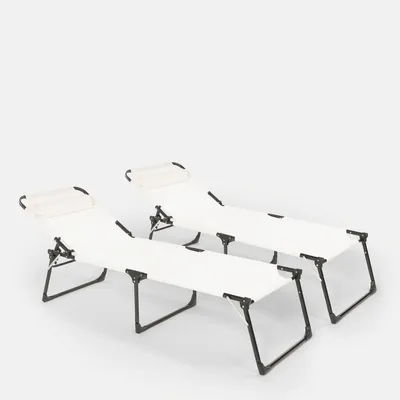 Produktbild von 2er Set Liegestühle Strandliegen Sonnenliegen aus Aluminium für Strand und Garten Mauritius - Weiß