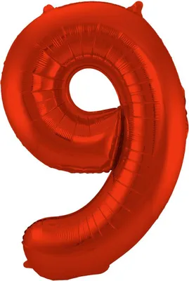 Immagine prodotto di Palloncino in foil numero 9 rosso opaco - 88 cm