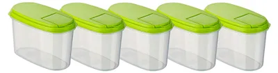 Produktbild von Schüttdose für Müsli 1L 5er Set Grün – Vorratsdosen mit Deckel luftdicht – Frischhaltedosen mit Deckel – Aufbewahrungsbox Küche für Mealprep & Organisation – Austrian Quality