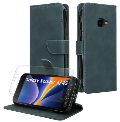 Produktbild von kwmobile Kunstleder Handyhülle kompatibel mit Samsung Galaxy Xcover 4 / 4S Hülle - Brieftaschen Schutzhülle aus Kunstleder mit Displayschutz und