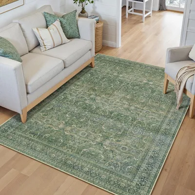 Immagine prodotto di Elzusha - Tappeto vintage lavabile, 120 x 170 cm, verde