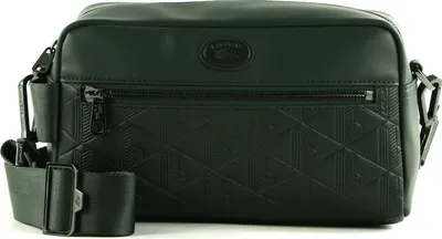 Produktbild von LACOSTE Leder Umhängetasche Nomogramme Crossover Bag Sinople dunkelgrün