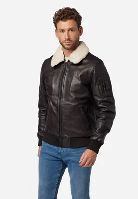 Image de Veste en cuir pour hommes, modèle bombardier – Marron / Taille 2XL