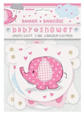 Produktbild von Banner Baby Shower Elefant Rosa - Einheitsgröße