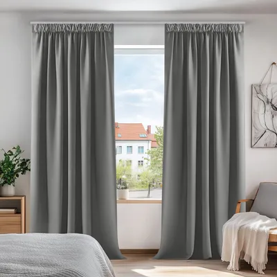Produktbild von Verdunkelungsvorhang mit Kräuselband für Kinderzimmer, 160x132 cm, hellgrau, 2er Set
