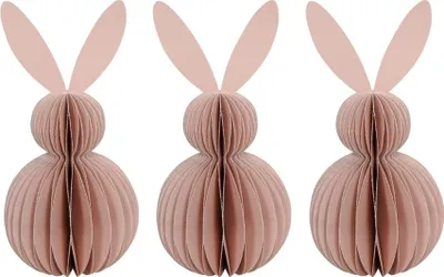 Produktbild von 3tlg. Hase PAPER aus Papier Osterhase Falthase H20cm Osterdeko - 3x ROSA
