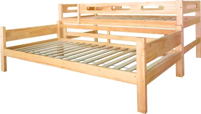 Produktbild von okwish Etagenbett 90x200cm, teilbar in 2 Einzelbetten, Gestell aus massivem Kiefernholz, einfach zu montieren, für Kinder und Jugendliche geeignet, Farbe Massivholz