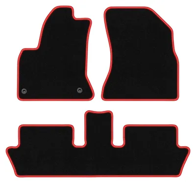 Produktbild von Velours-Fußmatten für Citroen C4 Picasso I 2006-2013 (Minivan) – 4-tlg, Schwarz/Rot, passgenau – Wielganizator CARLUX