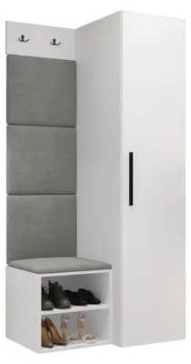 Produktbild von MIRJAN24 Garderoben-Set Medi III, Schuhschrank, Kleiderhakenbrett, 4x Paneel 42x42, 2 Kleiderhaken (Farbe: Weiß, Polo 894)