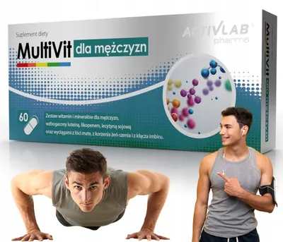 Zdjęcie produktu dla MULTIWITAMINY DLA MĘŻCZYZN witaminy minerały Activlab Multivit 60 kaps.