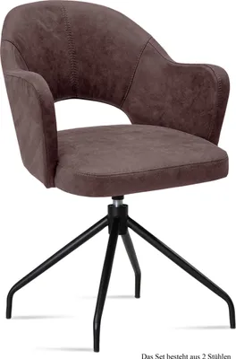Produktbild von Armlehnstuhl drehbar (2er-Set) Dorcas 59x87x61 Schwarz/Braun