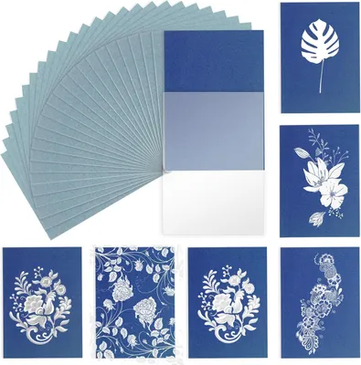 Image de Papier photographique cyanotype, format A5, 25 feuilles, haute sensibilité, pour les travaux artistiques, dimensions 14,8 x 21 cm