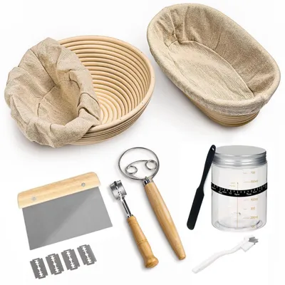 Productafbeelding van 8-delig Brood Bakset met Fermentatie Mand en Accessoires