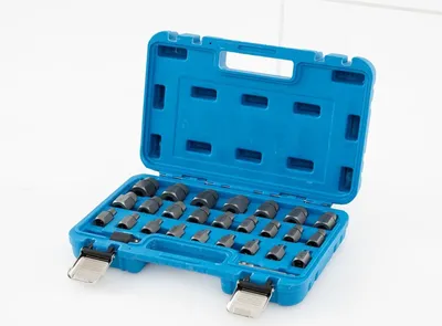 Produktbild von COSTWAY 27 tlg. Schraubenausdreher Set, Profi Linksausdreher Set mit Kasten, Doppelkopf  & 3/8-Zoll-Antrieb, Beschädigte Schraubenentferner Blau