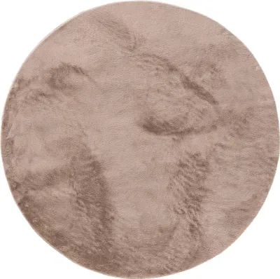 Produktbild von benuta Teppich Wohnzimmer Furry Taupe ø 160 cm rund Fellteppich Wohnzimmerteppich Rutschfest Waschbar Hochflor Flauschig Plüsch Shaggy Weich