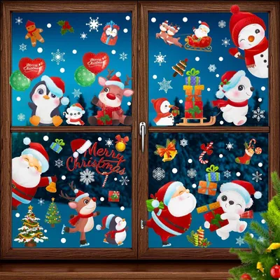Image de Autocollants de Noël, 9 pièces, 20 x 19 cm, pour la décoration de fenêtres
