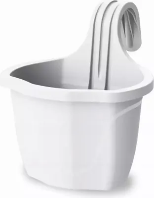 Obrázok produktu pre Oválny balkónový box plastový biely 23x18 cm, odolný voči poveternostným vplyvom, s držadlami, moderný dizajn