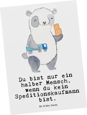 Produktbild von Mr. & Mrs. Panda Postkarte Speditionskaufmann Herz - Weiß - Geschenk, Postkarten, Grußkarte, Fotokarte, bildkarte, einzelkarte