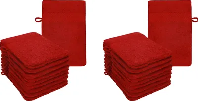 Produktbild von Betz 20 Stück Waschhandschuhe 16x21 cm PREMIUM 100% Baumwolle  Farbe: dunkelrot