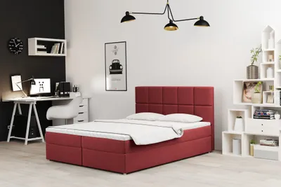 Produktbild von Boxspringbett Schlafzimmerbett FRASCO 200x220cm in Stoff Soro Rot