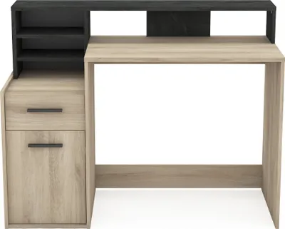 Immagine prodotto di Scrivania con contenitori - DELPHI - Rovere/nero - L126,2 x P59,8 x H93,5 cm - DEMEYERE