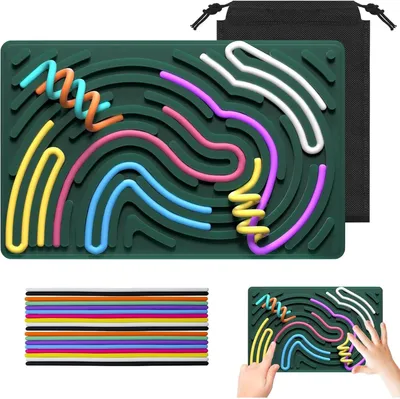 Produktbild von Sensorik Activity Board, Silikon Fidget Spielzeug für Autismus ADHS Stress Anxiety, Sensory Reise Toys Spiel mit Reisetasche, 20 Zubehör Schnüren
