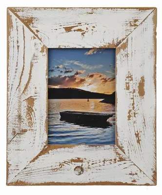 Produktbild von Landhaus Bilderrahmen 13x18 cm aus recyceltem Altholz Weiß, Vintage Rustikal, 7 cm Leiste