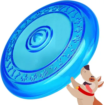 Produktbild von Frisbee fuer Hunde, Weich, Schwimmend, Zahnschonend, Neon Blau, fuer Spiel und Training