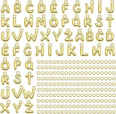 Productafbeelding van Letterhangers - Set van 52 - Mini A-Z Bubble voor het maken van sieraden