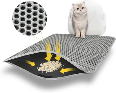 Produktbild von Katzenstreu Matte 60 x 45 cm, Doppeltschicht, Wasserdicht, Hält Boden sauber, für Katzen