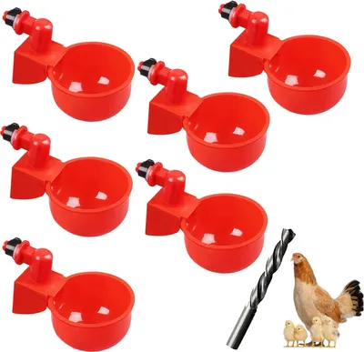 Imagen del producto de Vasos automáticos para aves de corral, juego de 6 unidades, con orificio de 9 mm, fabricados en plástico, para aves