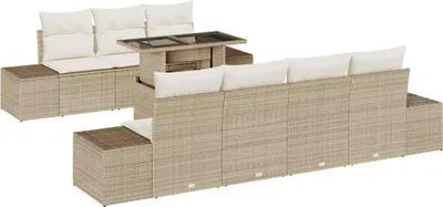 Obrázok produktu pre vidaXL Sedacia súprava s vankúšmi 8 ks Béžový a krémový polyratan