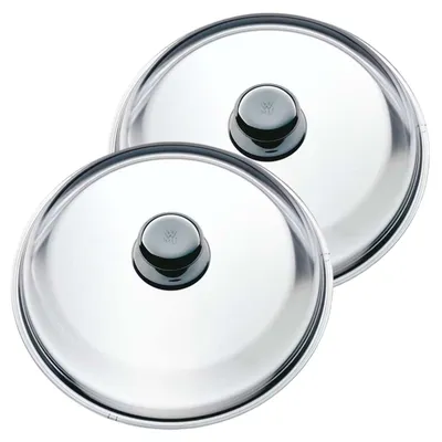 Produktbild von WMF 2 Pfannen- Topfdeckel 24 cm, Glasdeckel mit Kunststoffknauf, Deckel für Töpfe & Pfannen, hitzebeständiges Glas, spülmaschinengeeignet