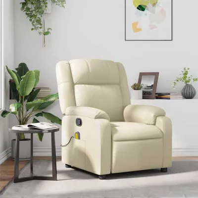 Image de vidaXL Fauteuil de massage Crème Similicuir
