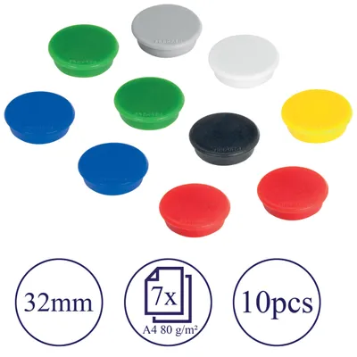 Produktbild von Magnete rund 32 mm bunt 10 Stück für Büro - FRANKEN Bürobedarf