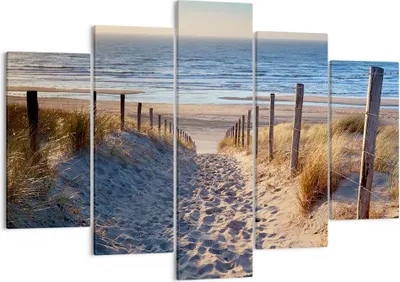 Produktbild von Bild auf Leinwand - Leinwandbild - Meer Strand Düne - 150x100cm - Wand Bild - Wanddeko - Leinwanddruck - Bilder - Kunstdruck - Wanddekoration - Leinwand bilder - Wandkunst - EA150x100-3612