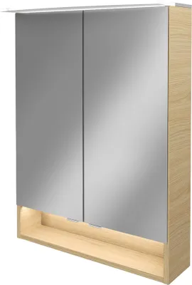 Produktbild von FACKELMANN LED Spiegelschrank B.STYLE / Badschrank mit gedämpften Scharnieren / Maße (B x H x T): ca. 60 x 81,2 x 15,3 cm / hochwertiger Schrank mit Spiegel und Beleuchtung / Korpus: Braun hell