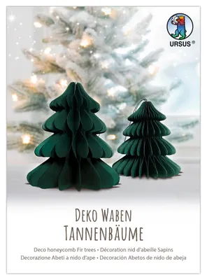 Honigwaben-Weihnachtsbäume, 2er-Set, grün, 11,5–18 cm
