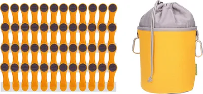 Produktbild von trendfinding 48 Wäscheklammern Gelb-Anthrazit Edelstahl und 1 Klammerbeutel Gelb-Grau