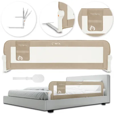 Produktbild von MoMi LEXI PLUS Bett Schutzgitter – 150 × 43 cm, mit 180° Öffnung - Beige