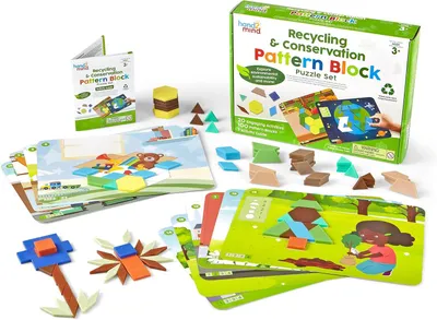 Productafbeelding van Learning Resources hand2mind Hergebruik en Behoud Patroon Blok Puzzle 110 - Stukken Set