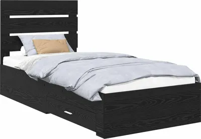 Produktbild von vidaXL Bettrahmen Schwarz Eichen-Optik 100 x 200 cm Holzwerkstoff