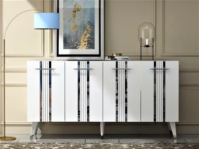 Produktbild von Skye Decor, Asel - White, Silver, Wohnzimmerschränke, Weiß, 150 x 80 x 40 cm