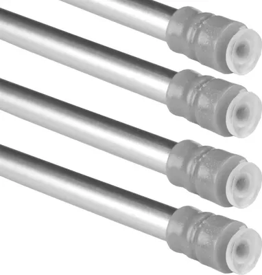 Produktbild von Klemmstange 80-120cm Silber (4er-Pack), ausziehbare Gardinenstange ohne Bohren, Metall Spannstange mit Schraubtechnik & Saugnapf, rutschfest, Ø10mm